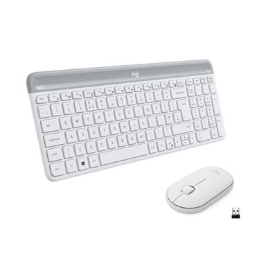 Logitech Blanco Juego De Teclado + Mouse Inalámbricos Mk470 Azerty