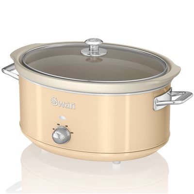Olla Cocción Lenta 6,5l Swan Sf17031cneu Recipiente Extraíble Antiadherente Cerámica Libre Pfoa Vintage Crema