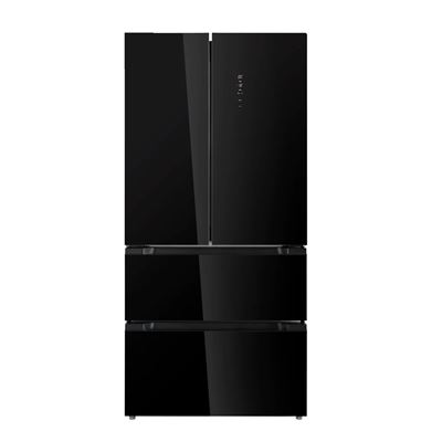 EVVO Frigorífico francés F80B Glass, Inverter, Puerta de cristal, Total No Frost, 327l + 183l