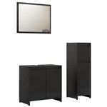 Conjunto de muebles de baño 3 piezas vidaXL aglomerado negro brillante 28 kg