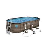 Piscina Desmontable Tubular Bestway Power Steel Diseño Rattan 549x274x122 cm Depuradora de cartucho de 5.678 litros/hora - 56716 - Bestway