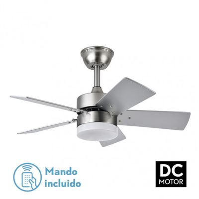 Ventilador De Techo Fabrilamp Led Marta Regulable Con Control Remoto 36w 3cct 3060lm Ip20 Ø76cm Níquel Y Plata