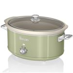 Olla Cocción Lenta 6,5L Swan SF17031GNEU Recipiente Extraíble Antiadherente Cerámica Libre PFOA Vintage Verde