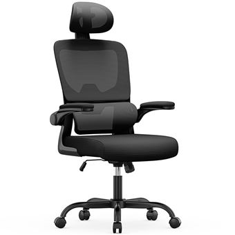 Silla de oficina con reposacabezas y apoyo lumbar Bigzzia Altura regulable  Negro, Sillones, Los mejores precios