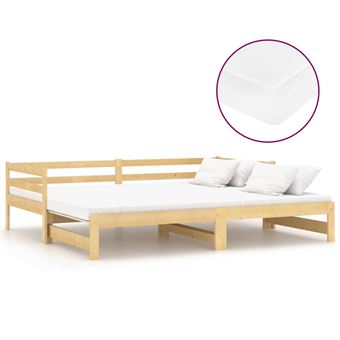 Sofá cama extraíble vidaXL madera maciza de pino 2x(90x200)cm 23,6Kg - 1