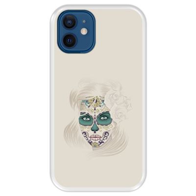 Funda Hapdey Transparente para iPhone 12 Mini diseño Día de los Muertos, calavera de azúcar silicona flexible TPU