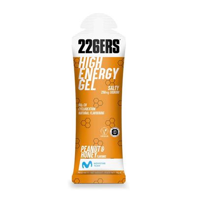 226ers High Energy Gel - 1 Gel X 60 Ml - Gel Energético - 200 Kcal Por Stick - Sabor Cacahuete - Miel