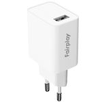 Cargador Pared USB 12W Fairplay Carga Rápida Segura Blanco