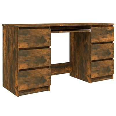 Vidaxl Escritorio Madera Contrachapada Roble Ahumado 140X50x77cm