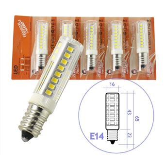 5x bombilla led rosca E14 de 6W, 600 lúmenes, tamaño mini, blanco natural 4200K