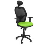 Silla de oficina ergonómica Piqueras y Crespo Modelo Jorquera con cabecero tejido Bali pistacho