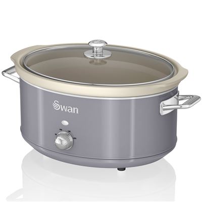 Olla Cocción Lenta 6,5l Swan Sf17031grneu Recipiente Extraíble Antiadherente Cerámica Libre Pfoa Vintage Gris