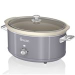 Olla Cocción Lenta 6,5L Swan SF17031GRNEU Recipiente Extraíble Antiadherente Cerámica Libre PFOA Vintage Gris