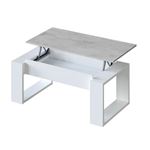 Mesa centro Habitdesign elevable Nova Blanco Artik-Cemento