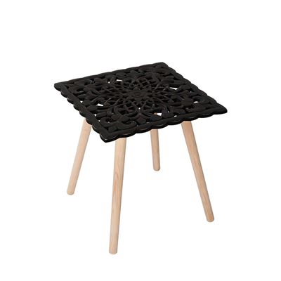 Mesita Auxiliar Cuadrada Patrón 40x40cm Thinia Home Color Negro