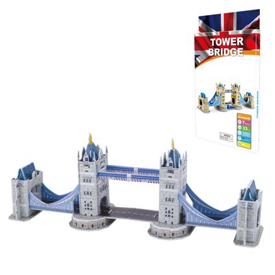 Puzle 3d Dam De Cartón Del Puente De La Torre Situado En Londres 33 Piezas Gris