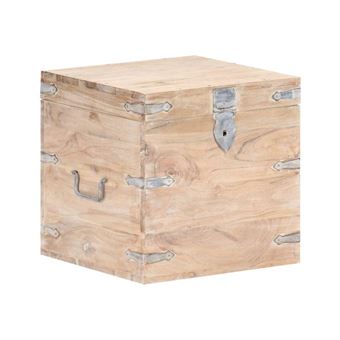 Baúl de madera maciza de acacia vidaXL 40x40x40cm - 1