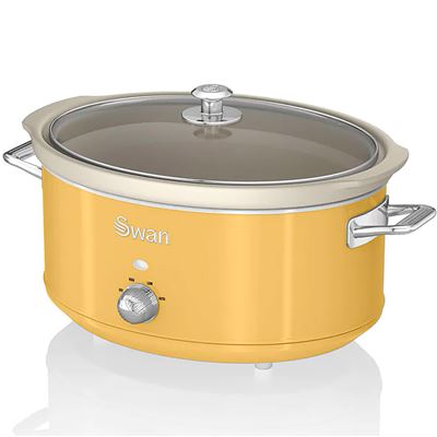 Olla Cocción Lenta 6,5l Swan Sf17031yelneu Recipiente Extraíble Antiadherente Cerámica Libre Pfoa Vintage Amarillo