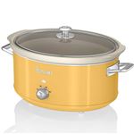 Olla Cocción Lenta 6,5L Swan SF17031YELNEU Recipiente Extraíble Antiadherente Cerámica Libre PFOA Vintage Amarillo