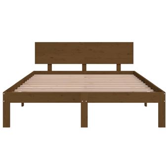 Estructura Cama Madera De Pino Doble Marrón Miel 135x190 Cm Vidaxl