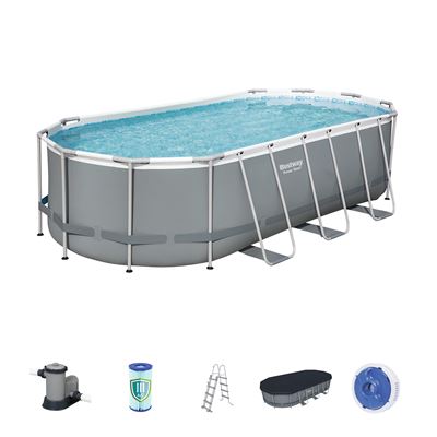 Piscina Desmontable Tubular Bestway Power Steel Oval 549x274x122 cm Depuradora de cartucho de 5.678 litros/hora - 56710 - Bestway