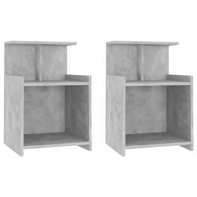 Vidaxl Gris Mesitas De Noche 2 Uds Aglomerado Hormigón 40X35x60cm