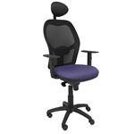 Silla de oficina ergonómica Piqueras y Crespo Modelo Jorquera con cabecero tejido Bali azul claro