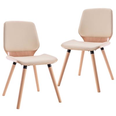 Vidaxl Crema Sillas De Comedor 2 Unidades Cuero Sintético Color