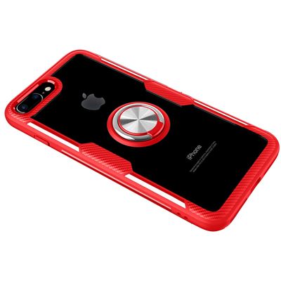Funda Transparente con Anillo para Apple Iphone 7 Plus / 8 Plus Rojo