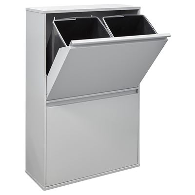 Cubo De Basura Y Reciclaje De Acero De 4 Compartimentos Arregui Basic Cr602-b, 4x17l 68l Gris