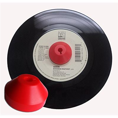 Adaptador centrador estilo sixties vintage color rojo para el tocadiscos discos de vinilo