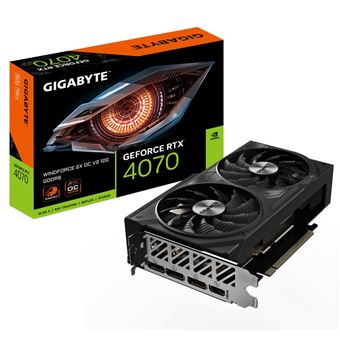 Tarjeta gráfica Gigabyte GeForce RTX 4070 WINDFORCE 2X OC V2 12G - 12GB GDDR6, 192bit, PCI-E 4.0, 2490MHz Core Clock, 3 x DisplayPort 1.4a, 1 x HDMI 2.1a, NVIDIA DLSS 3, GV-N4070WF2OCV2-12GD - 1