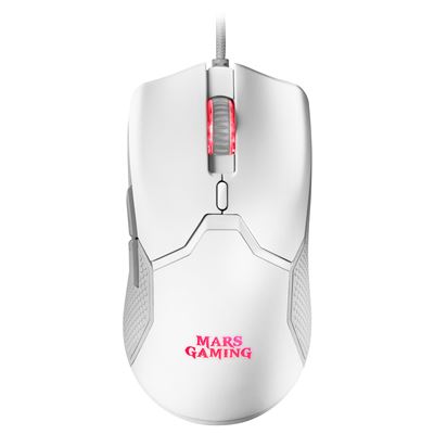 Ratón Gaming RGB Mars Gaming MMVW Blanco Ultraligero 69g 10000DPI Cable Feather