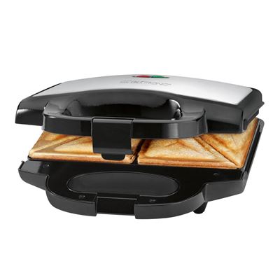 Sandwichera Clatronic St 3628 Para 2 Sandwiches, Antiadherente, Acero Inoxidable, 750 W