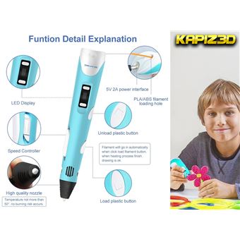 Smartek ® Bolígrafo 3d Para Niños Con Pantalla Led Azul con