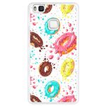 Funda Transparente para Huawei P9 Lite, Diseño Donuts con chocolate y chispitas de colores, Silicona Flexible TPU