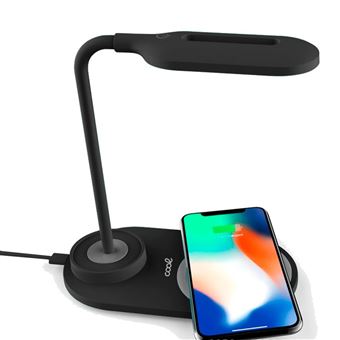 Lámpara LED Base Carga Inalámbrica Qi Cool Negro Cargador para