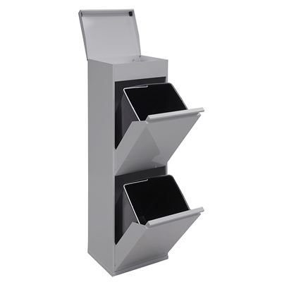 Cubo De Basura Y Reciclaje De 2 Cubos Con Bandeja Superior Arregui Top Cr222-b, 2x17l 34l Gris