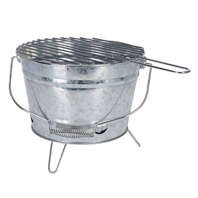 Barbacoa Cubo Galvanizado Con Parilla 27 Cm, Barbacoa Portátil De Carbón Y Leña