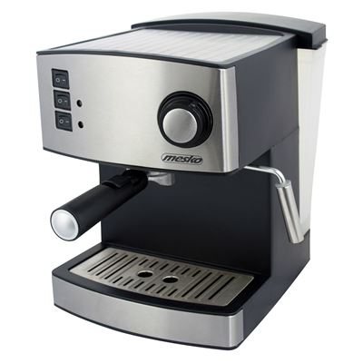 Cafetera Expresso Manual 15 Bares, Depósito 1,6 L, Brazo Doble Salida, Vaporizador, Calientatazas Mesko Ms 4403 850w Plata