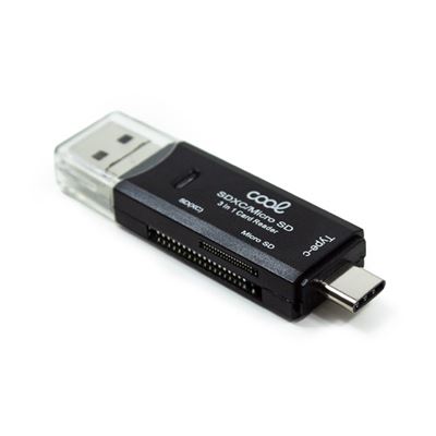 Cool Lector Tarjetas Memoria Universal 3 En 1 (Tipo-C / Micro-Usb / Usb)