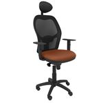 Silla de oficina ergonómica Piqueras y Crespo Modelo Jorquera con cabecero tejido Bali marrón