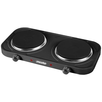 Hornillo Eléctrico Doble, Regulador De Temperatura, Compacto, 154 Mm Mesko Ms 6509 2000w Negro