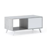 Mesa De Centro skraut home melamina cemento blanco 92x50x45 cm modelo wind estructura puertas