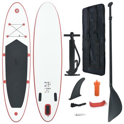Set De Paddle Surf Inflable Sup Vidaxl 390 X 81 X 10 Cm Rojo Y Blanco