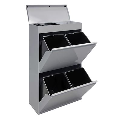 Cubo De Basura Y Reciclaje De 4 Cubos Con Bandeja Superior Arregui Top Cr622-b, 4x17l 68l Gris