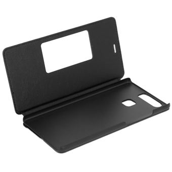 Funda libro Huawei P9 con ventana carcasa rígida, Negra - 1