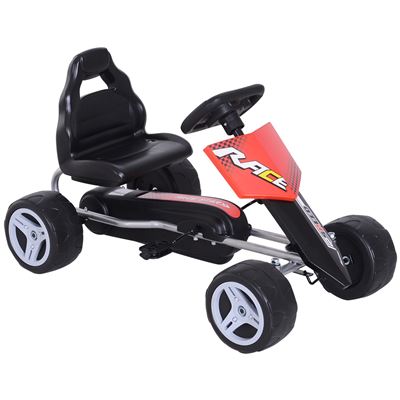 Coche de Pedales Go Kart con Asiento Ajustable Carga 30kg Go Kart Racing Deportivo para Niños 3-8 Años Juguete Exterior 80x49x50cm Acero