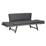 Sofá de ratán 2 plazas convertible en cama Outsunny 129x63x67cm gris