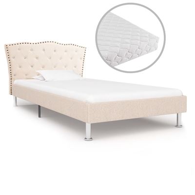Cama con colchón tela beige 90x200 cm - vidaXL